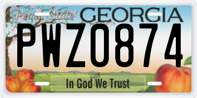 GA license plate PWZ0874