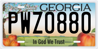 GA license plate PWZ0880