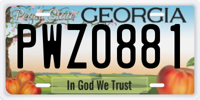 GA license plate PWZ0881