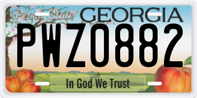 GA license plate PWZ0882