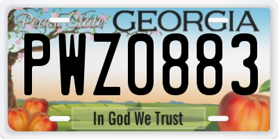 GA license plate PWZ0883