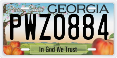 GA license plate PWZ0884