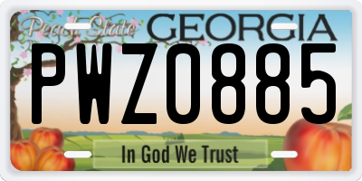 GA license plate PWZ0885