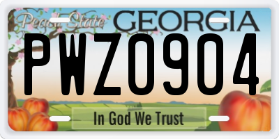GA license plate PWZ0904
