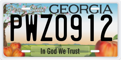 GA license plate PWZ0912