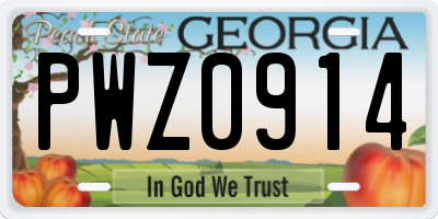 GA license plate PWZ0914