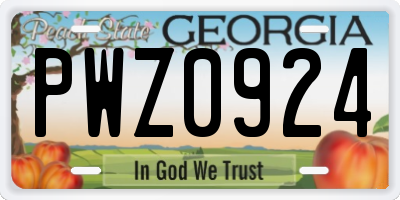 GA license plate PWZ0924