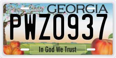 GA license plate PWZ0937