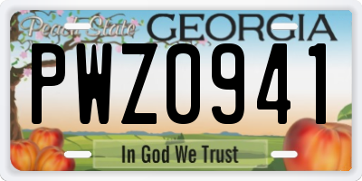 GA license plate PWZ0941