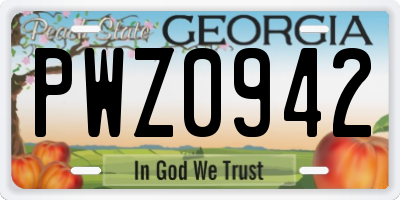 GA license plate PWZ0942