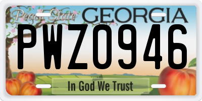GA license plate PWZ0946