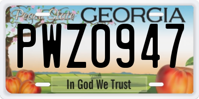 GA license plate PWZ0947