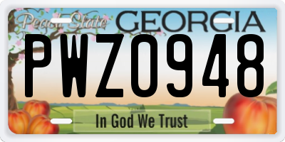 GA license plate PWZ0948