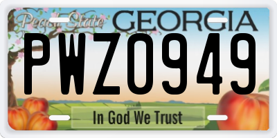 GA license plate PWZ0949