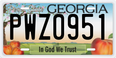 GA license plate PWZ0951