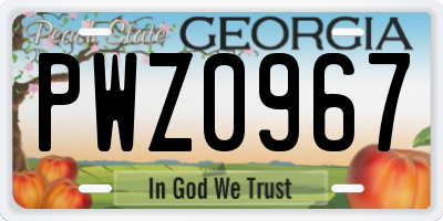 GA license plate PWZ0967