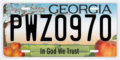 GA license plate PWZ0970