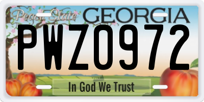 GA license plate PWZ0972
