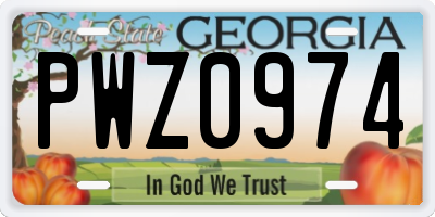 GA license plate PWZ0974