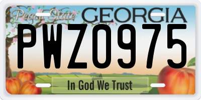 GA license plate PWZ0975