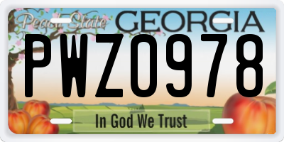 GA license plate PWZ0978
