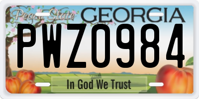 GA license plate PWZ0984