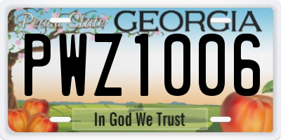 GA license plate PWZ1006