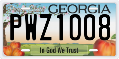 GA license plate PWZ1008