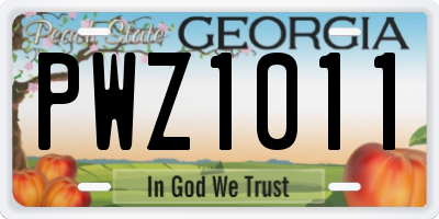 GA license plate PWZ1011