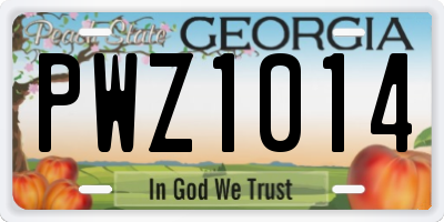 GA license plate PWZ1014