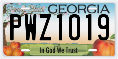 GA license plate PWZ1019