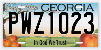 GA license plate PWZ1023