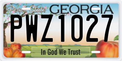 GA license plate PWZ1027