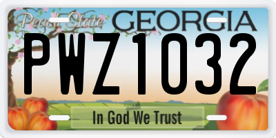 GA license plate PWZ1032
