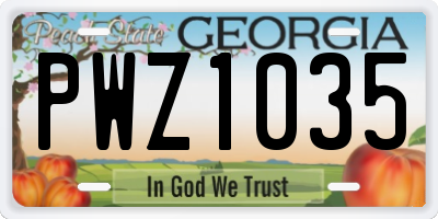 GA license plate PWZ1035