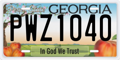 GA license plate PWZ1040