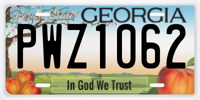 GA license plate PWZ1062