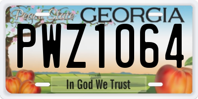 GA license plate PWZ1064