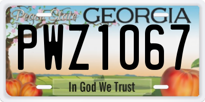 GA license plate PWZ1067
