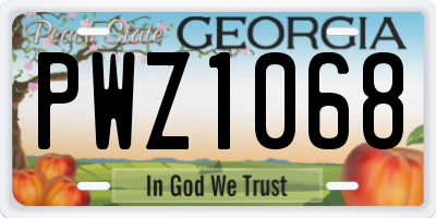 GA license plate PWZ1068