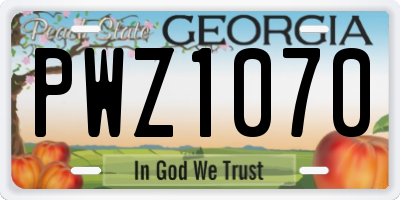 GA license plate PWZ1070