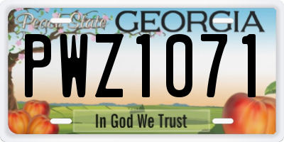 GA license plate PWZ1071