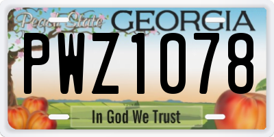 GA license plate PWZ1078