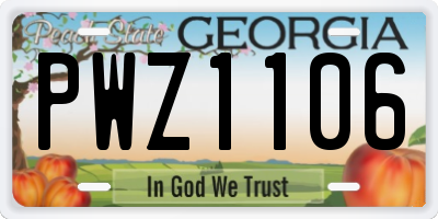 GA license plate PWZ1106