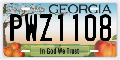 GA license plate PWZ1108