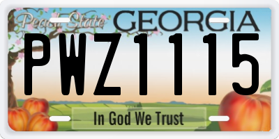 GA license plate PWZ1115