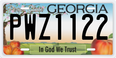 GA license plate PWZ1122