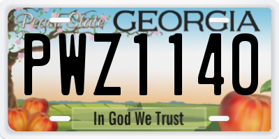 GA license plate PWZ1140