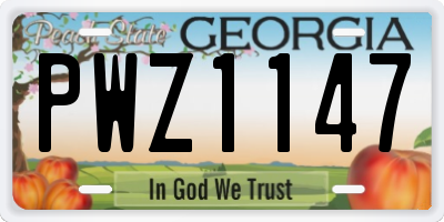 GA license plate PWZ1147