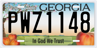 GA license plate PWZ1148